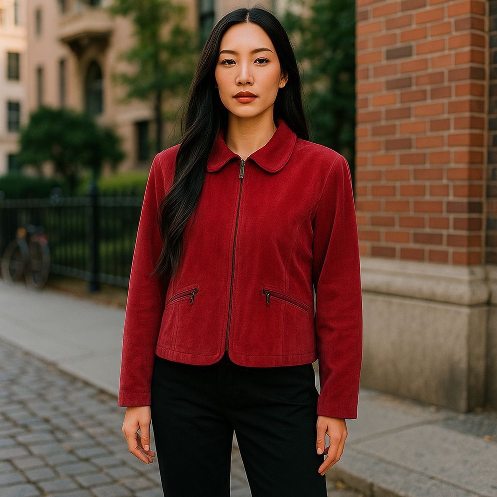 CHADWICK'S Elegant Red Women's Jacket LEATHER SIZE XL BURGUNDY